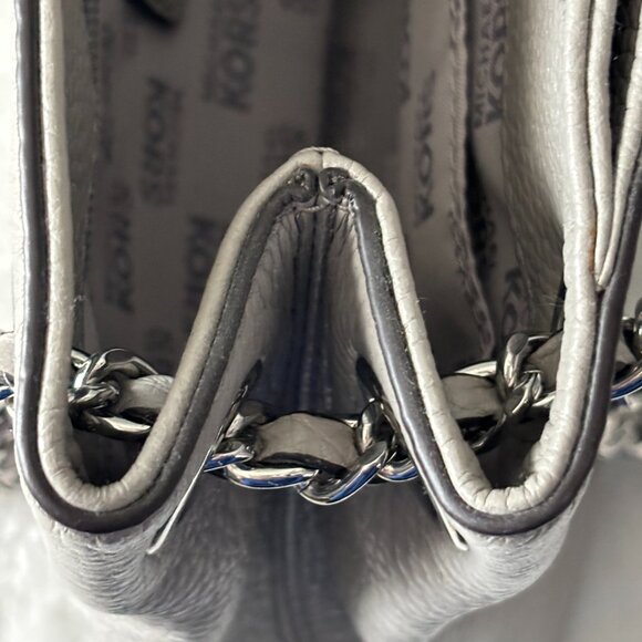 Michael Kors Jet Set Medium Chain Shoulder Bag Pebbled Leather Grey - Picture 14 of 16